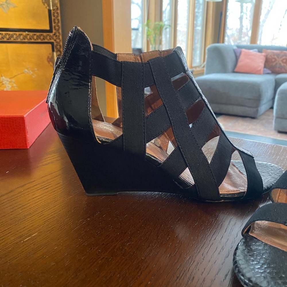 Donald J. Pliner Black Wedge Sandals - With box